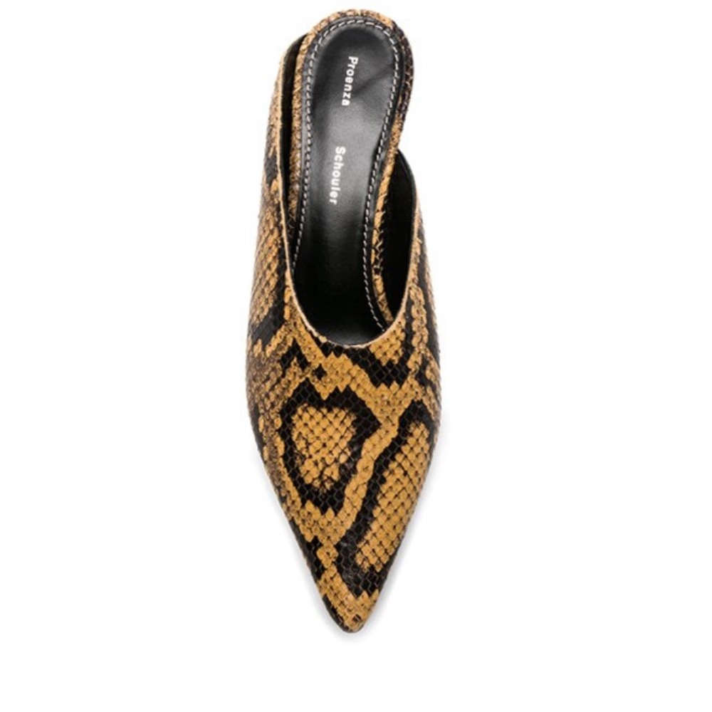Proenza Schouler python mules kitten heels